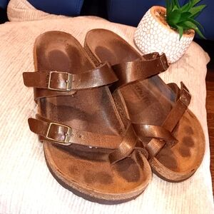 Birkenstock Mayari Sandal Brown Mocha Leather Straps Ladies 6 EU 37